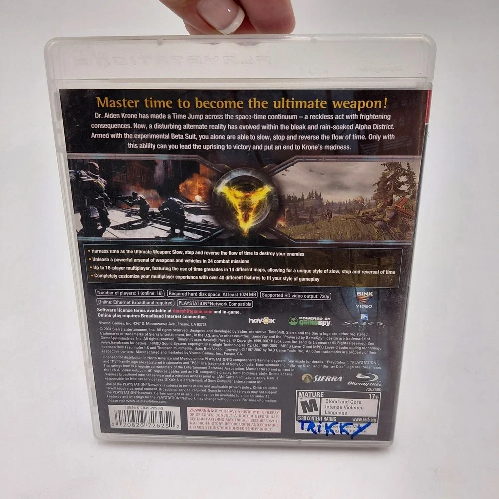 Sony Playstation 3 PS3 Timeshift Game 2007 Sierra Complete CIB + Manual